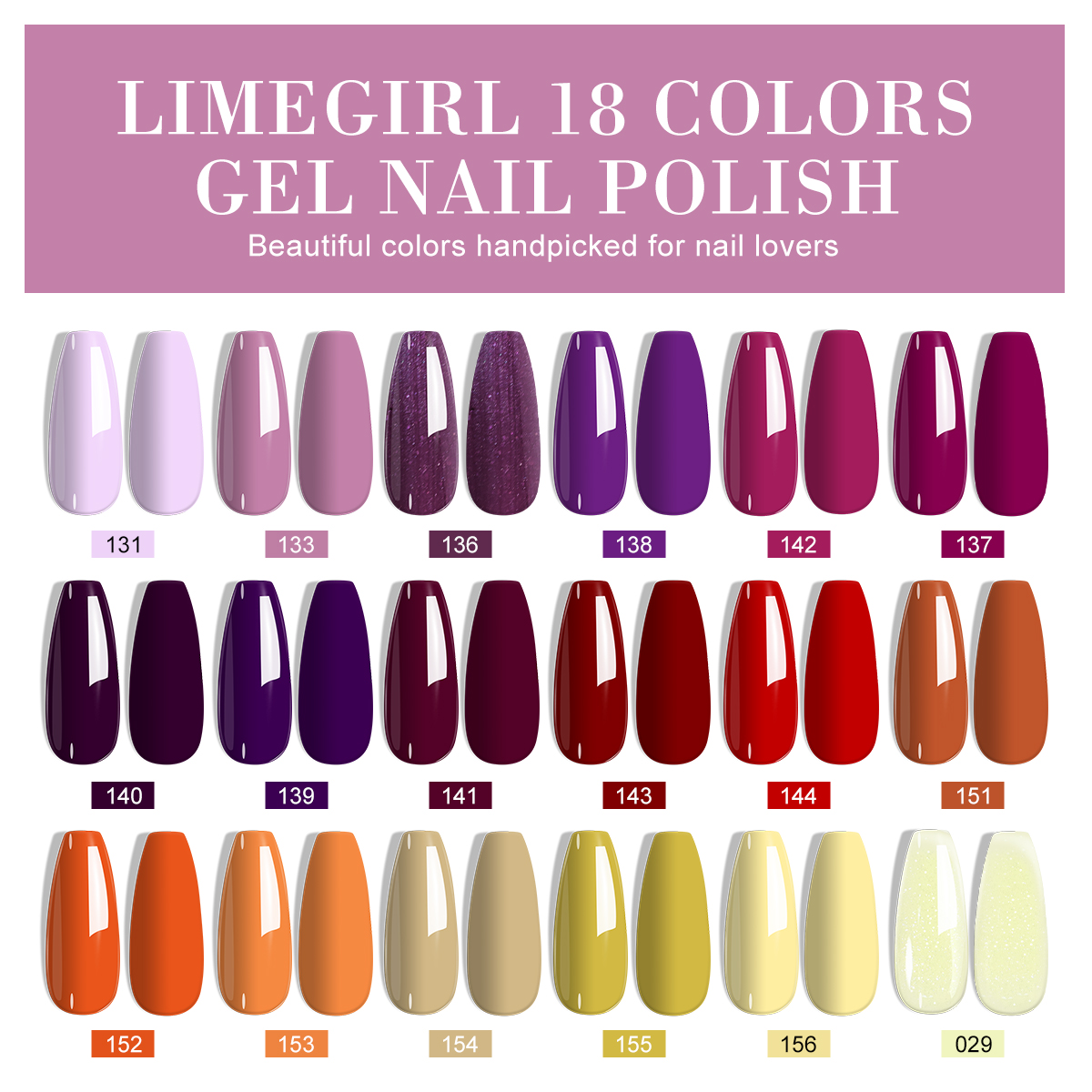 LIMEGIRL 18 PCS Gel Nail Polis - Resin Glitter Pack のレビューと価格