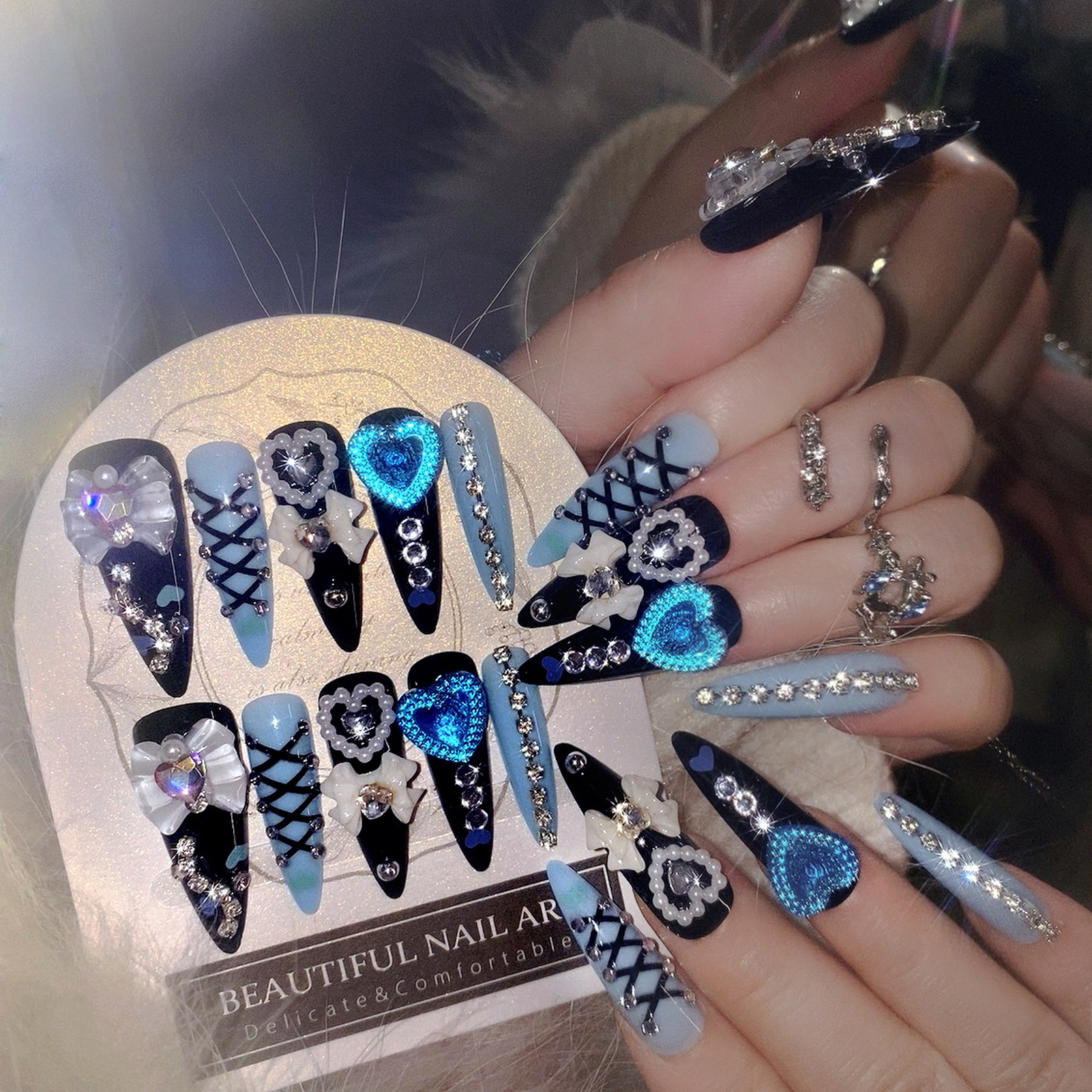 24pcs 3D Bow Decor False Nails - Resin Craft Material のレビューと価格