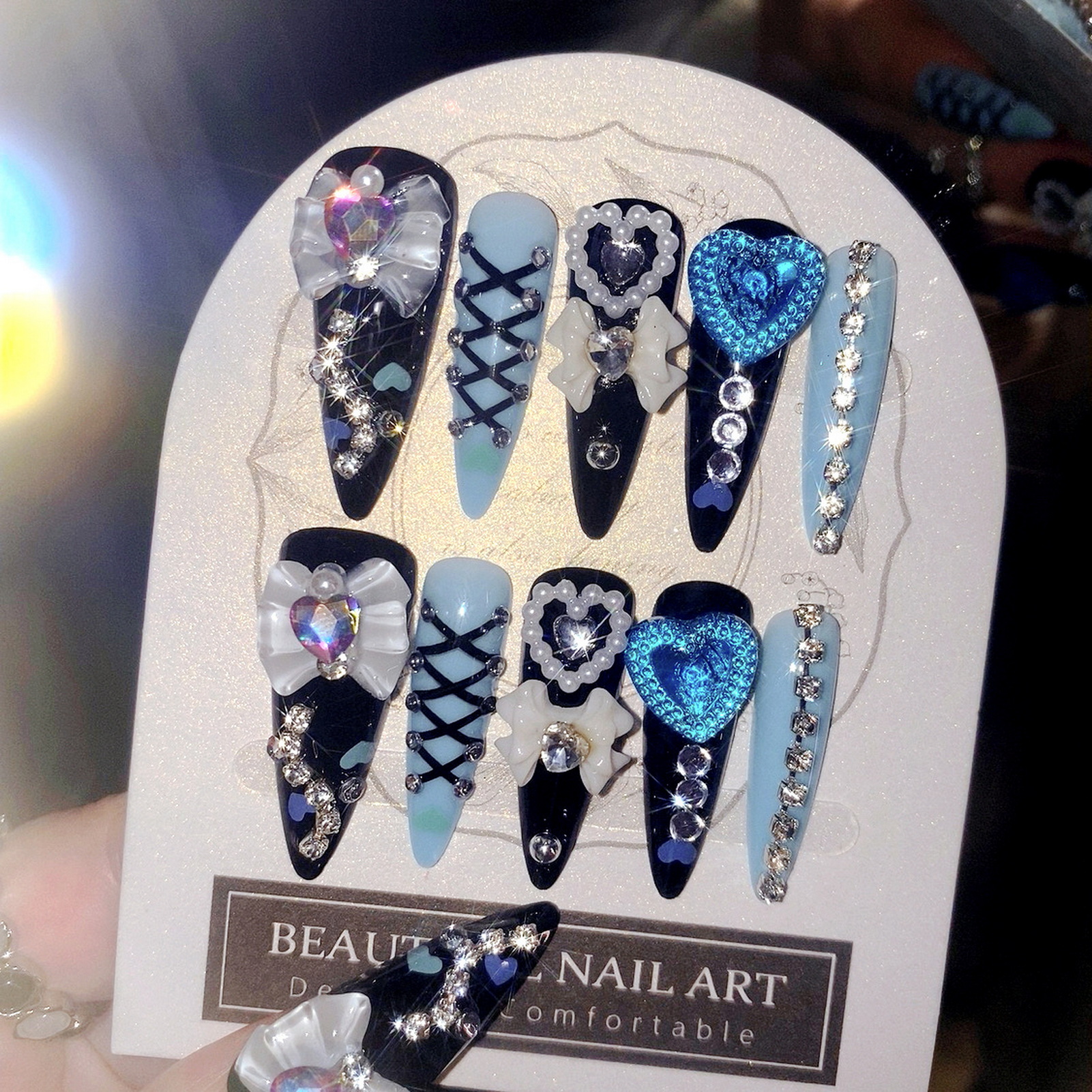 24pcs 3D Bow Decor False Nails - Resin Craft Material のレビューと価格