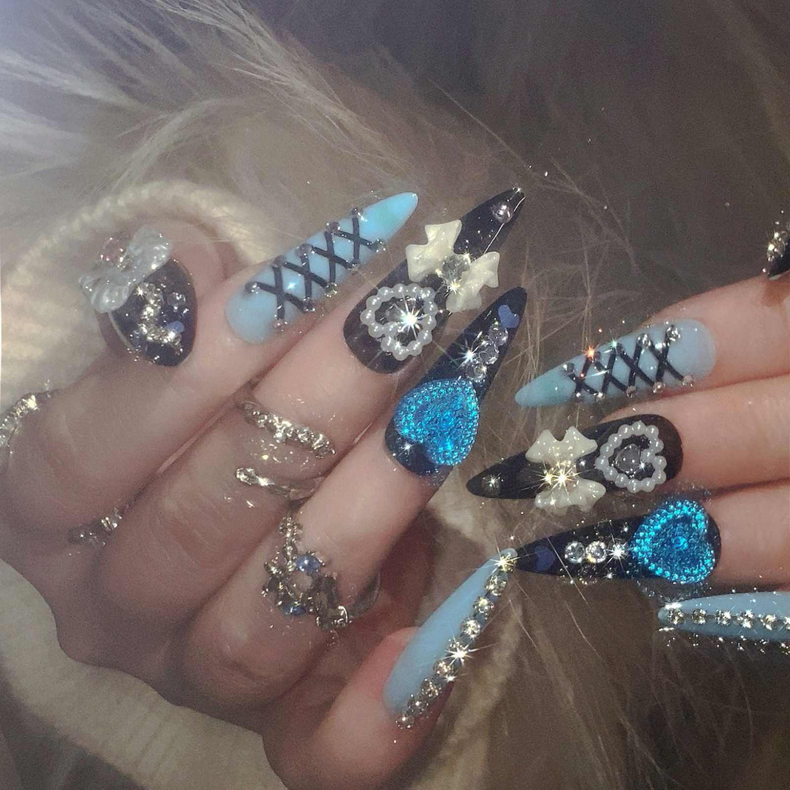 24pcs 3D Bow Decor False Nails - Resin Craft Material のレビューと価格