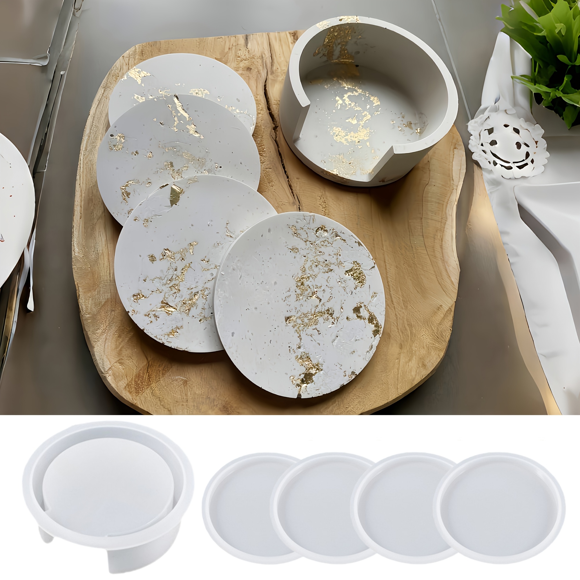 5pcs Round Coaster Silicone Mo - Serving Tray Mold のレビューと価格