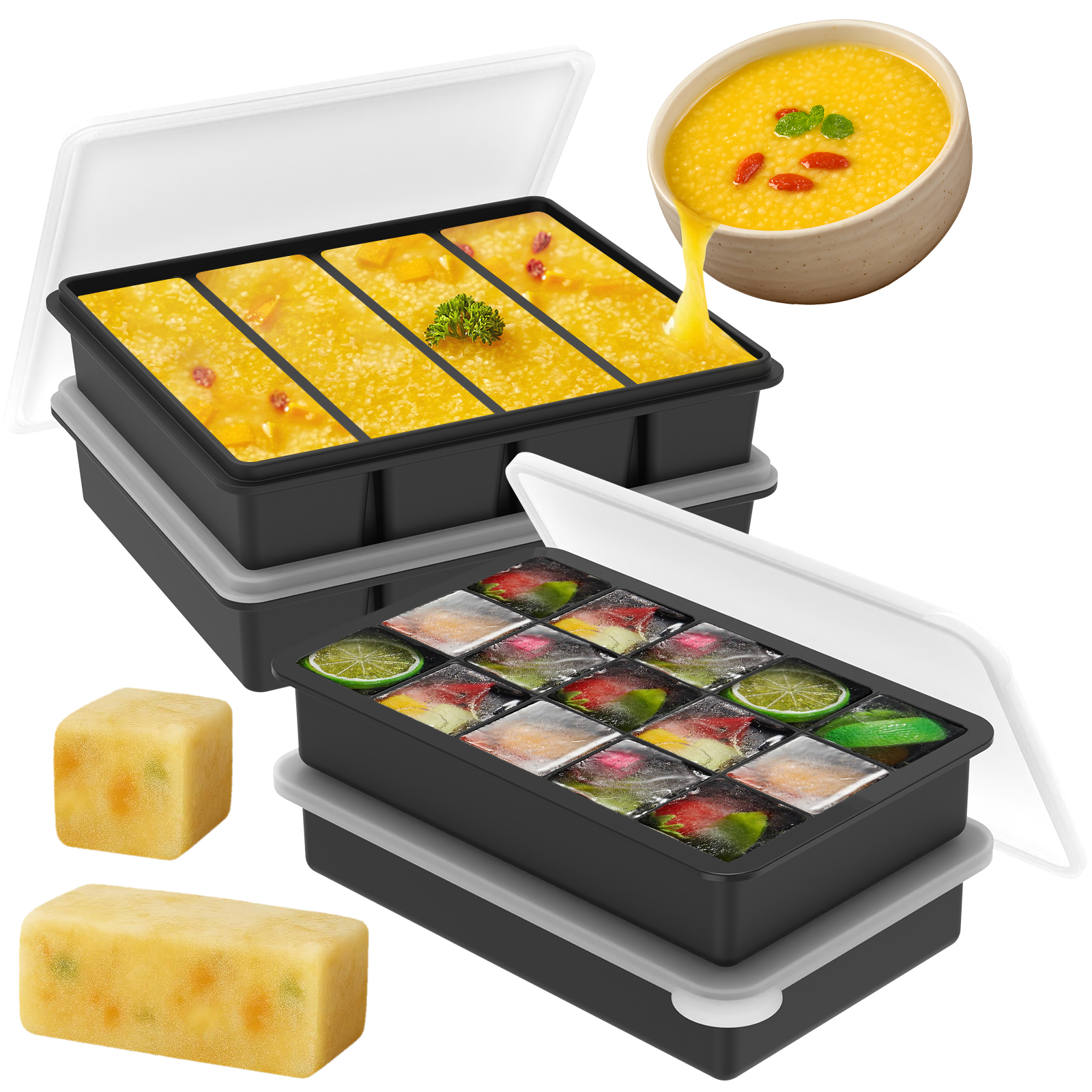 4 Pack Silicone Freezer Tray w - Serving Tray Mold のレビューと価格