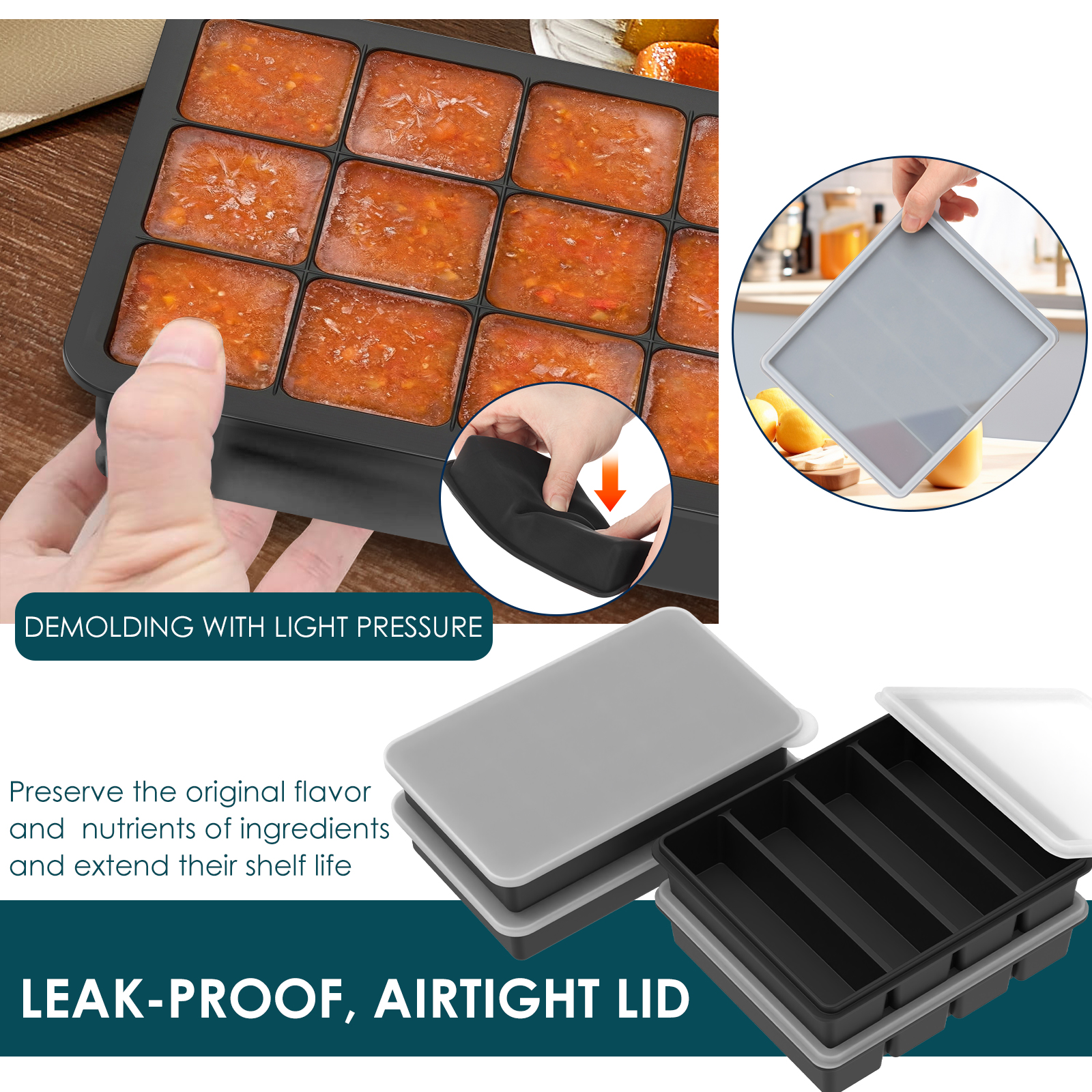 4 Pack Silicone Freezer Tray w - Serving Tray Mold のレビューと価格
