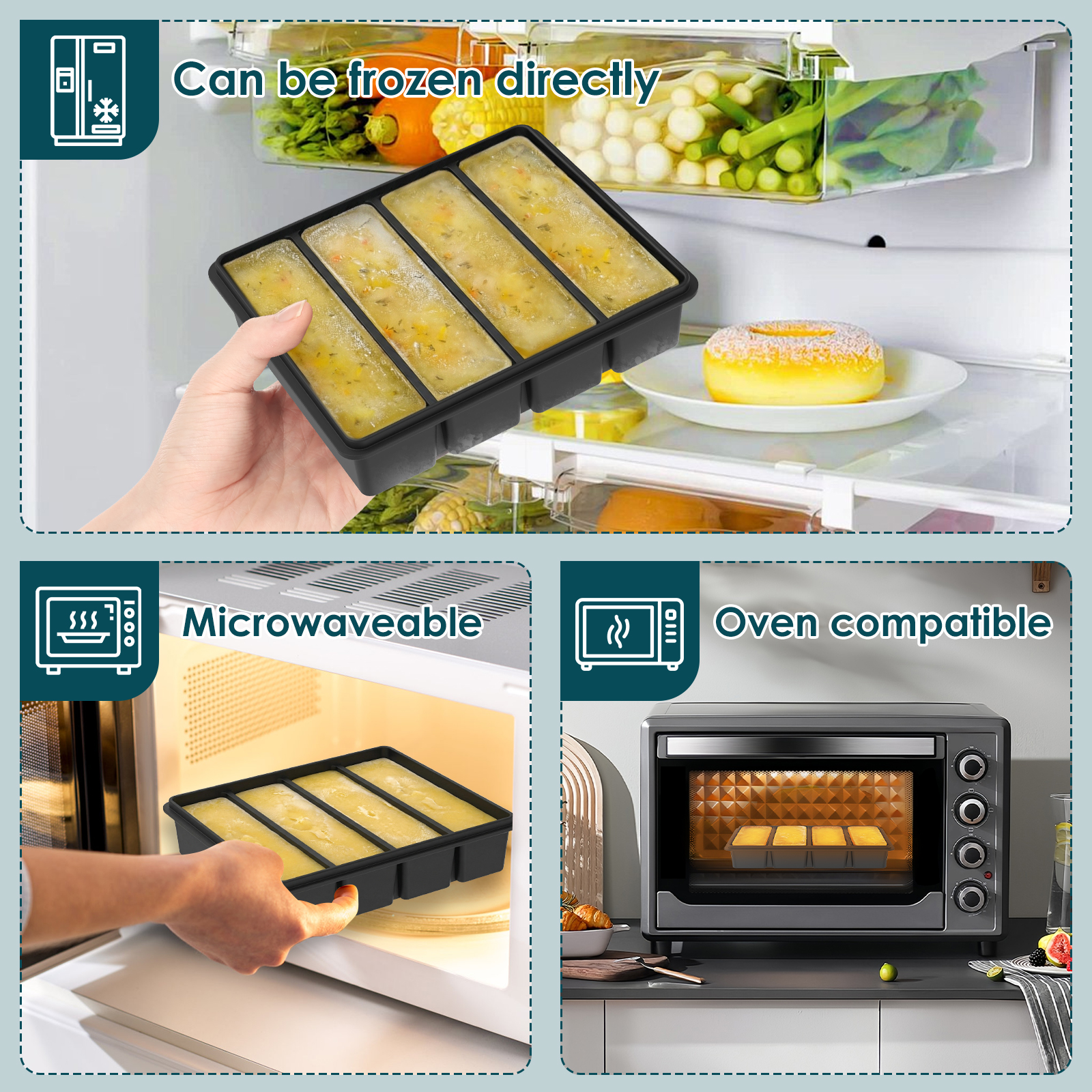4 Pack Silicone Freezer Tray w - Serving Tray Mold のレビューと価格