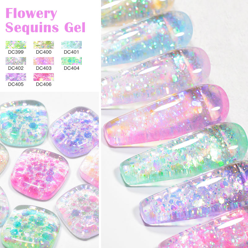 4/8pcs Flowery Sequins Gel Nai - Resin Glitter Pack のレビューと価格