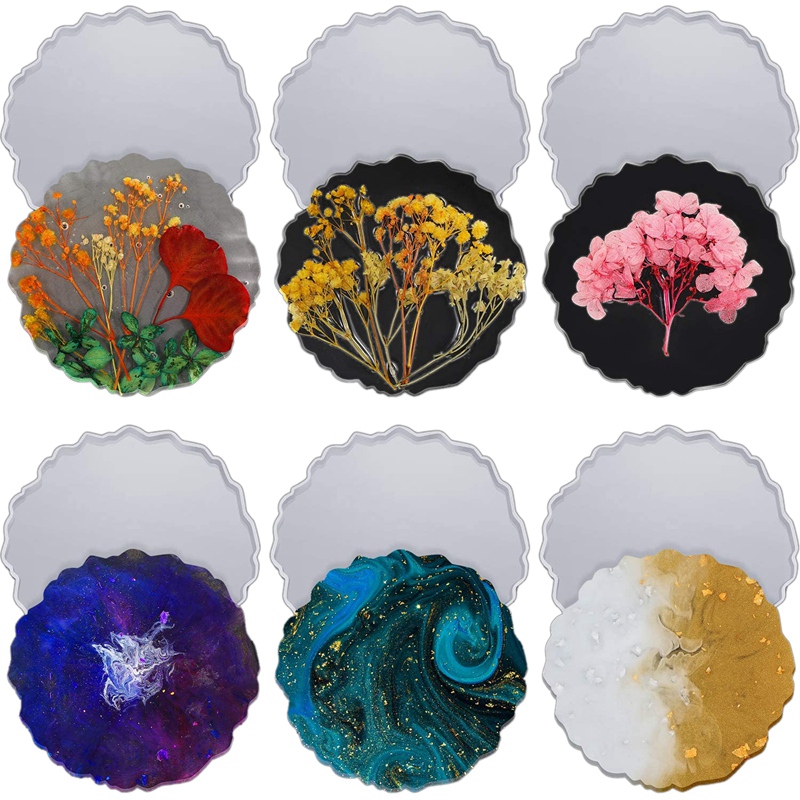 6 Pieces Resin Coaster Mold La - Geode Mold Silicone のレビューと価格