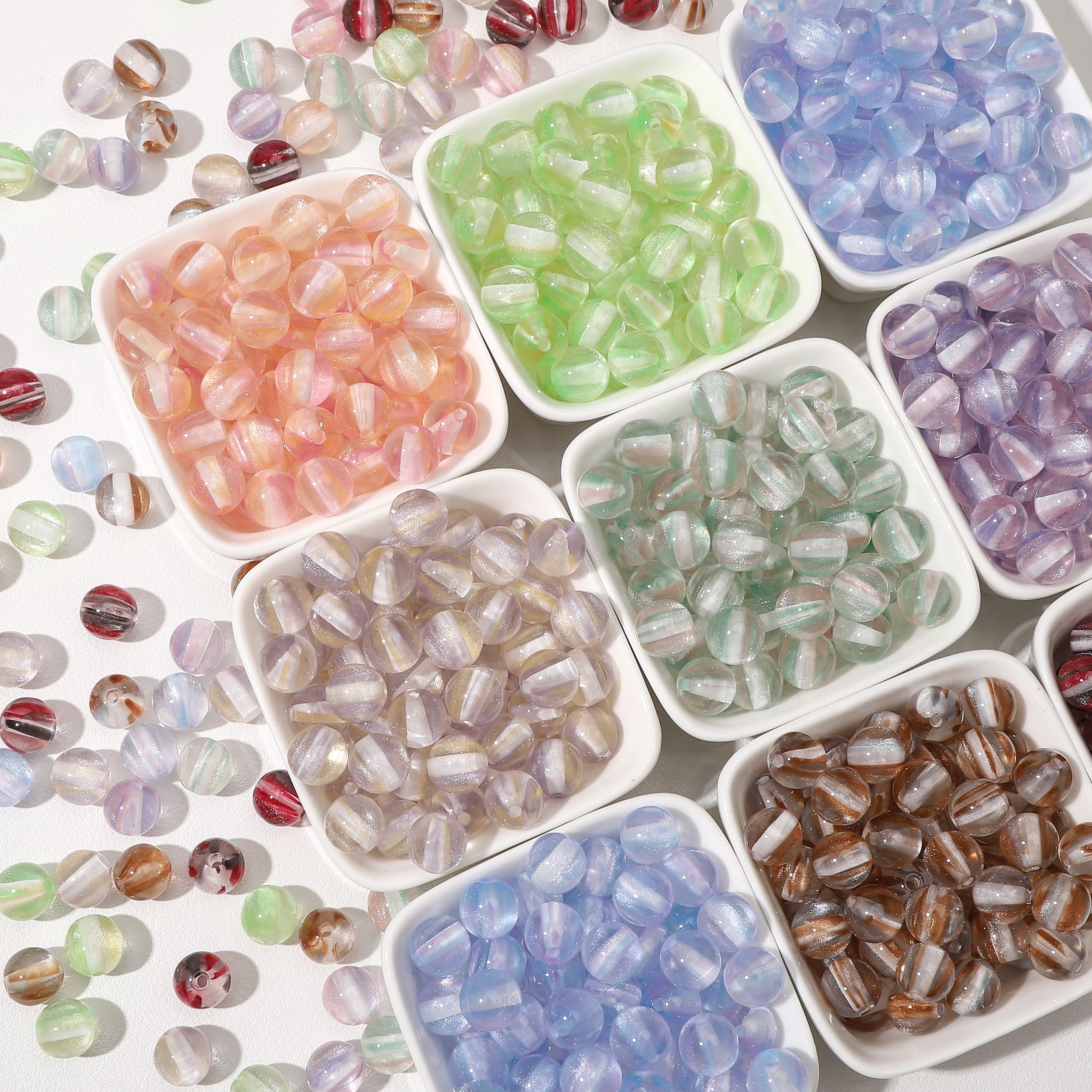 8mm 100Pcs Colorful Round Resi - Resin Craft Material のレビューと価格
