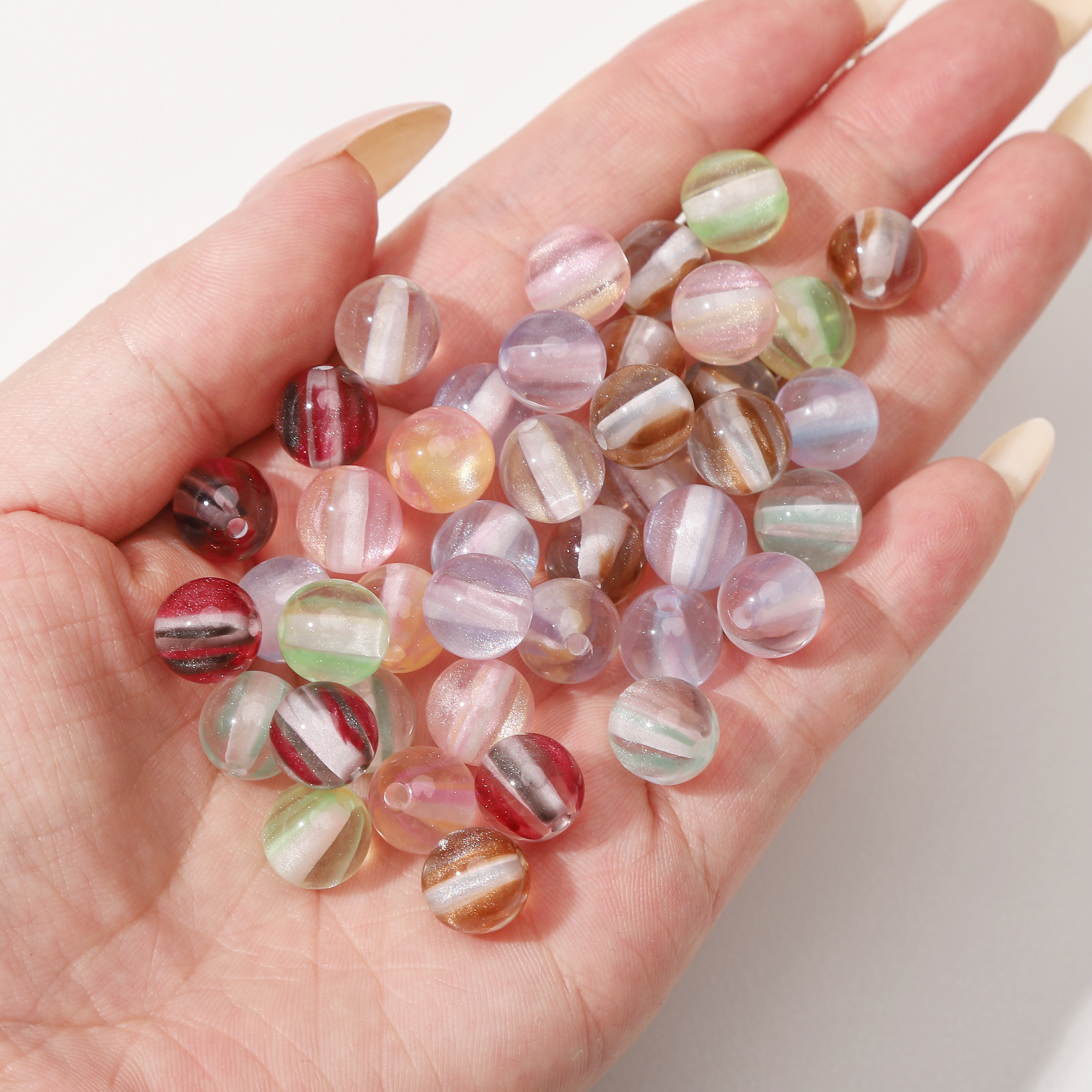 8mm 100Pcs Colorful Round Resi - Resin Craft Material のレビューと価格