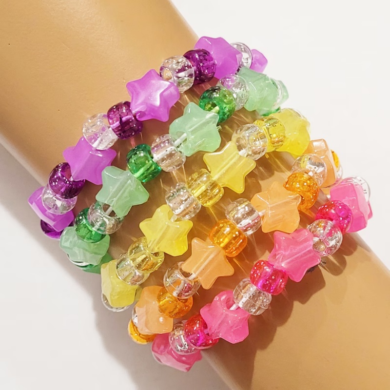 5 Glow star kandi bracelet set - Resin Glitter Pack のレビューと価格