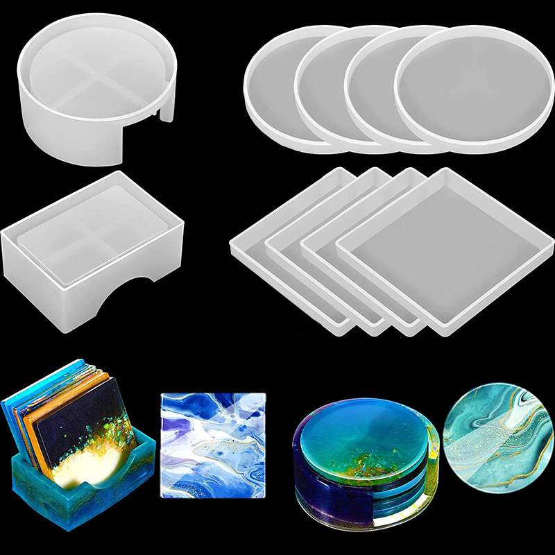 Round Square Coaster Silicone  - Resin Ocean Wave Mold のレビューと価格
