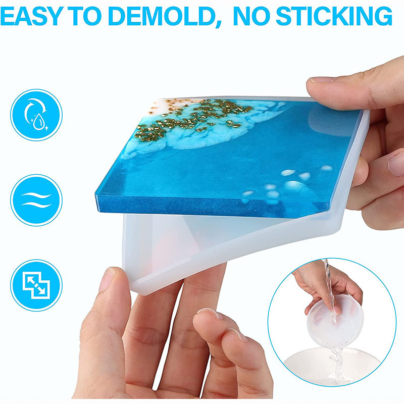 Round Square Coaster Silicone  - Resin Ocean Wave Mold のレビューと価格